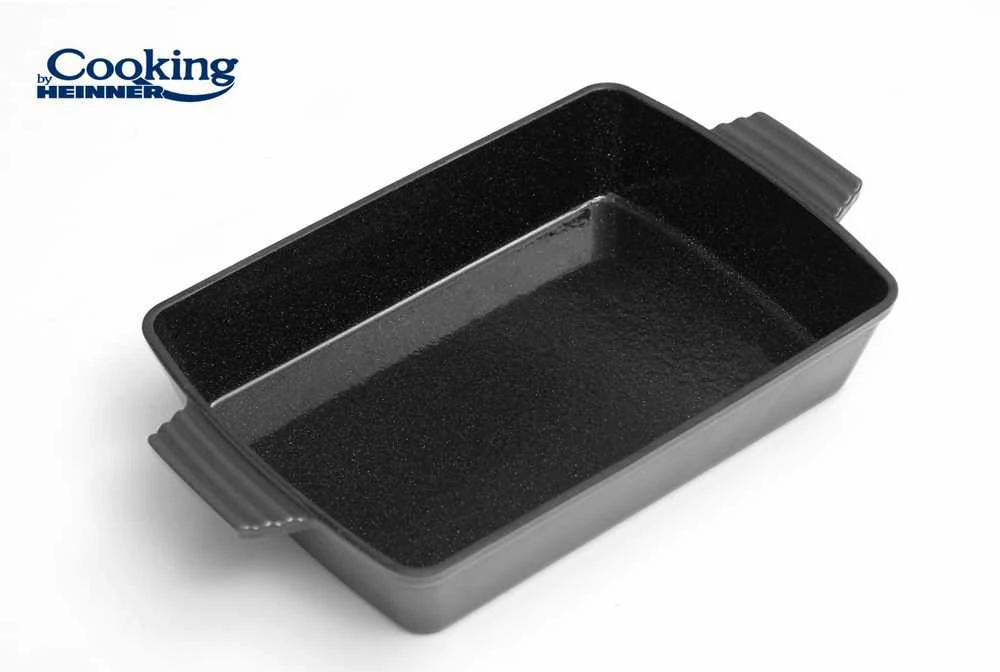 TAVA FONTA EMAILATA 33 x 23 x 7 CM, MARMURO PILKA, „COOKING BY HEINNER“