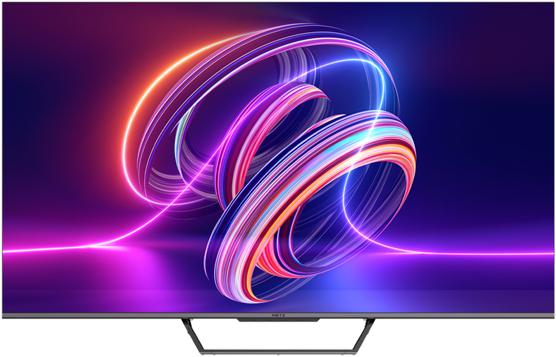 Televizorius Metz 55", UHD, Google TV, Juodas, QLED 60Hz, DV, 300nits, DA, AV1, 2x10W, Energy F, BT5.1, WiFi5G, 3 HDMI 2.0, 2xUSB, 24 months