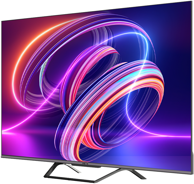 Televizorius Metz 55", UHD, Google TV, Juodas, QLED 60Hz, DV, 300nits, DA, AV1, 2x10W, Energy F, BT5.1, WiFi5G, 3 HDMI 2.0, 2xUSB, 24 months