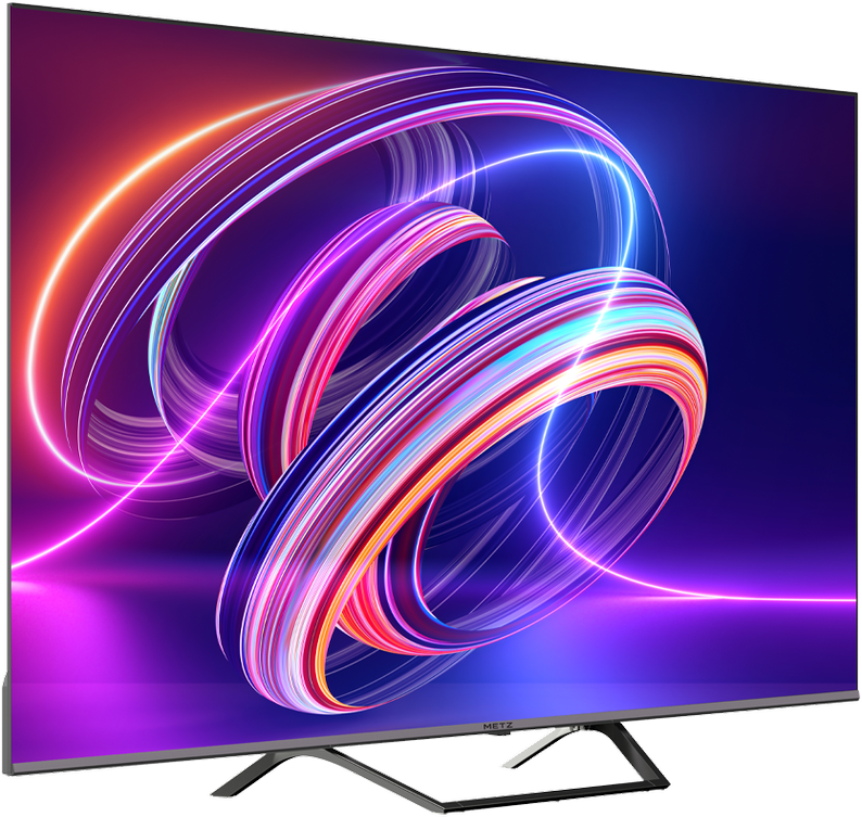 Televizorius Metz 55", UHD, Google TV, Juodas, QLED 60Hz, DV, 300nits, DA, AV1, 2x10W, Energy F, BT5.1, WiFi5G, 3 HDMI 2.0, 2xUSB, 24 months