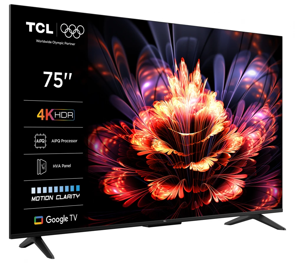 Televizorius TCL LED 4K TV | 75V6C | 75 | Smart TV | Google TV | UHD | Juodas