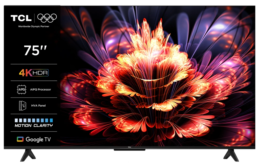 Televizorius TCL LED 4K TV | 75V6C | 75 | Smart TV | Google TV | UHD | Juodas
