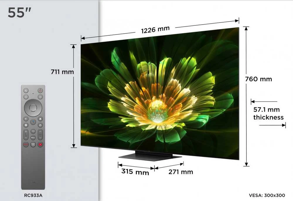 TCL TV Q7C Premium QD-Mini LED televizorius, 139.7 cm | 55Q7C