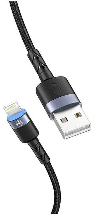 Tellur Data cable USB į Lightning LED, Nylon Braided, 1.2m juodos spalvos