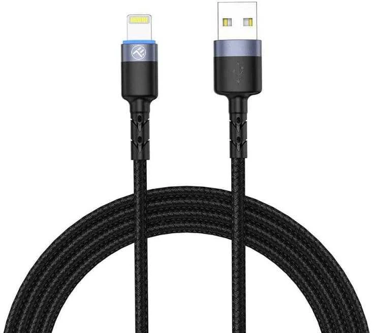Tellur Data cable USB į Lightning LED, Nylon Braided, 1.2m juodos spalvos
