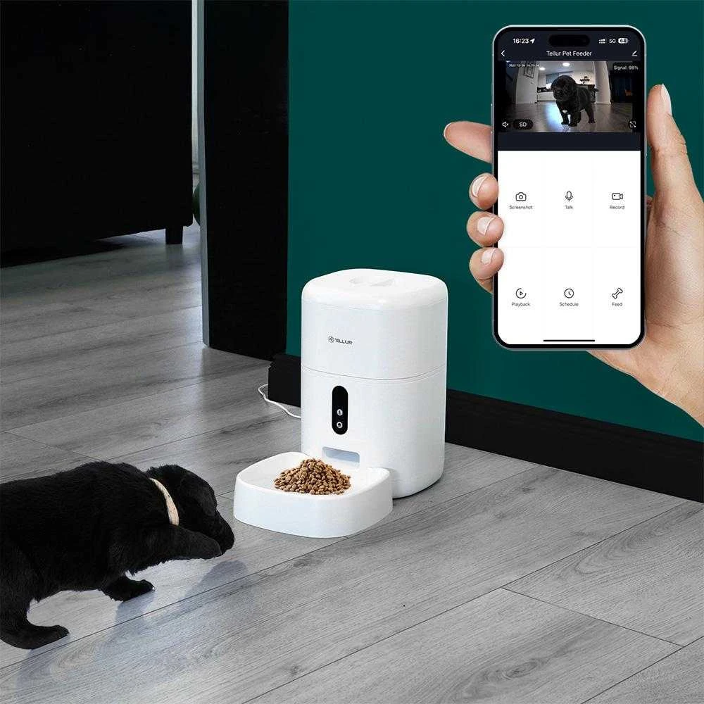 Tellur WiFi Smart Pet Feeder, UltraHD Camera, 4L, Baltas