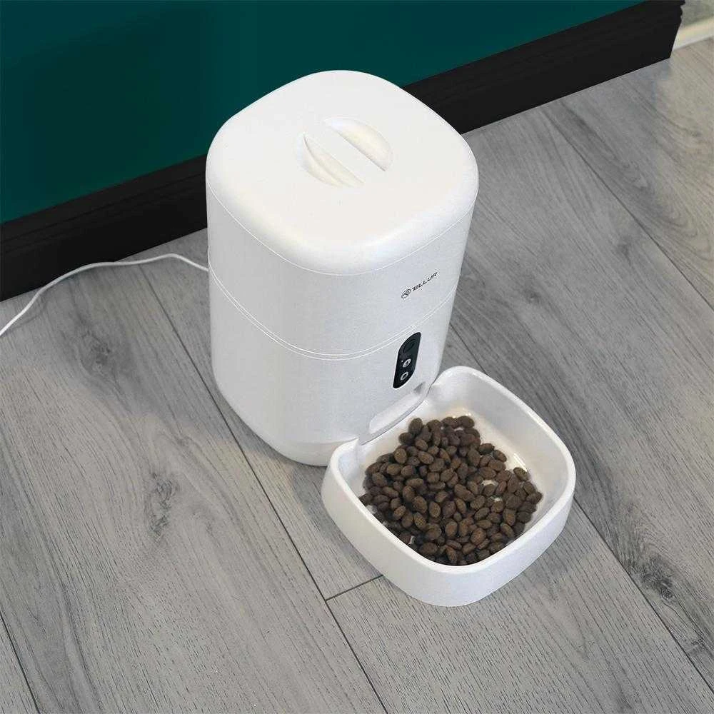 Tellur WiFi Smart Pet Feeder, UltraHD Camera, 4L, Baltas