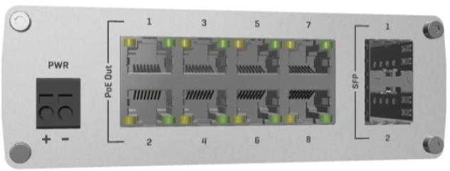 Teltonika | Ethernet komutatorius | TSW200 | Nevaldomas | Stalinis | Gigabito Ethernet (varinis) jungčių kiekis: 8 | 10 Gbps (RJ-45) jungčių kiekis: 0 | SFP jungčių kiekis: 2 | SFP+ jungčių kiekis: 0 | Combo jungčių kiekis: 0 | Maitinimo per Ethernet (PoE) jungčių kiekis: 8 | Maitinimo šaltinio tipas: Apsaugos klasė: IP30 | 24 mėn.