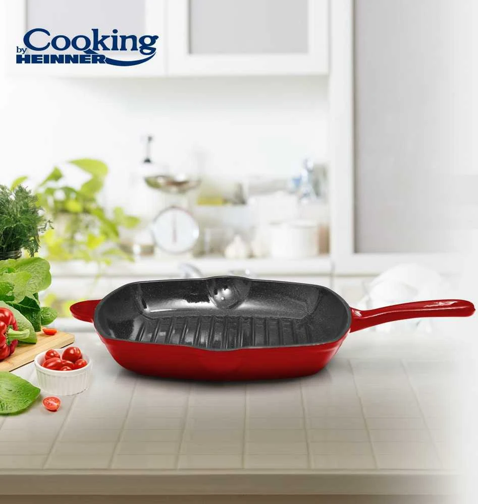 Cooking By Heinner TIGAIE GRILL FONTA 26.5X4.5 CM, Raudonas LINE, HEINNERIO GAMINAMA