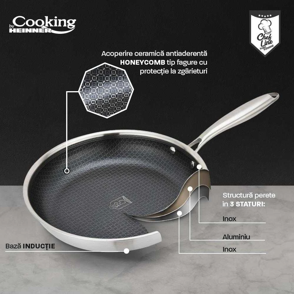 NERŪDIJANČIO PLIENO KEPTUVE, 3 SLUOKSNIŲ, 20X4 CM, TITANIUM 3, „COOKING BY HEINNER“