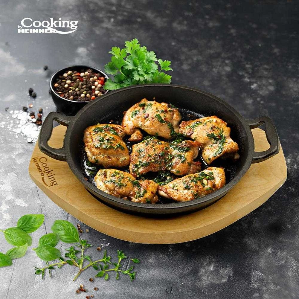 Cooking By Heinner Gryno ketaus serviravimo keptuvė su medine atrama, 20 cm skersmens, „Heinner“ gamina