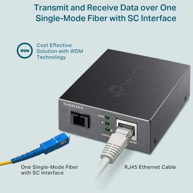 TP-LINK | Gigabito vieno režimo WDM medijos keitiklis | TL-FC311A-2 | Gigabit SC Fiber Port | 10/100/1000 Mbps RJ45 prievadas (automatinis MDI / MDIX)
