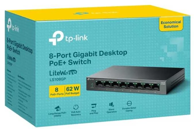 Šakotuvas TP-LINK | 8 prievadų Gigabit darbalaukio jungiklis su 8 prievadų PoE+ | LS108GP | Nevaldomas | Darbalaukis