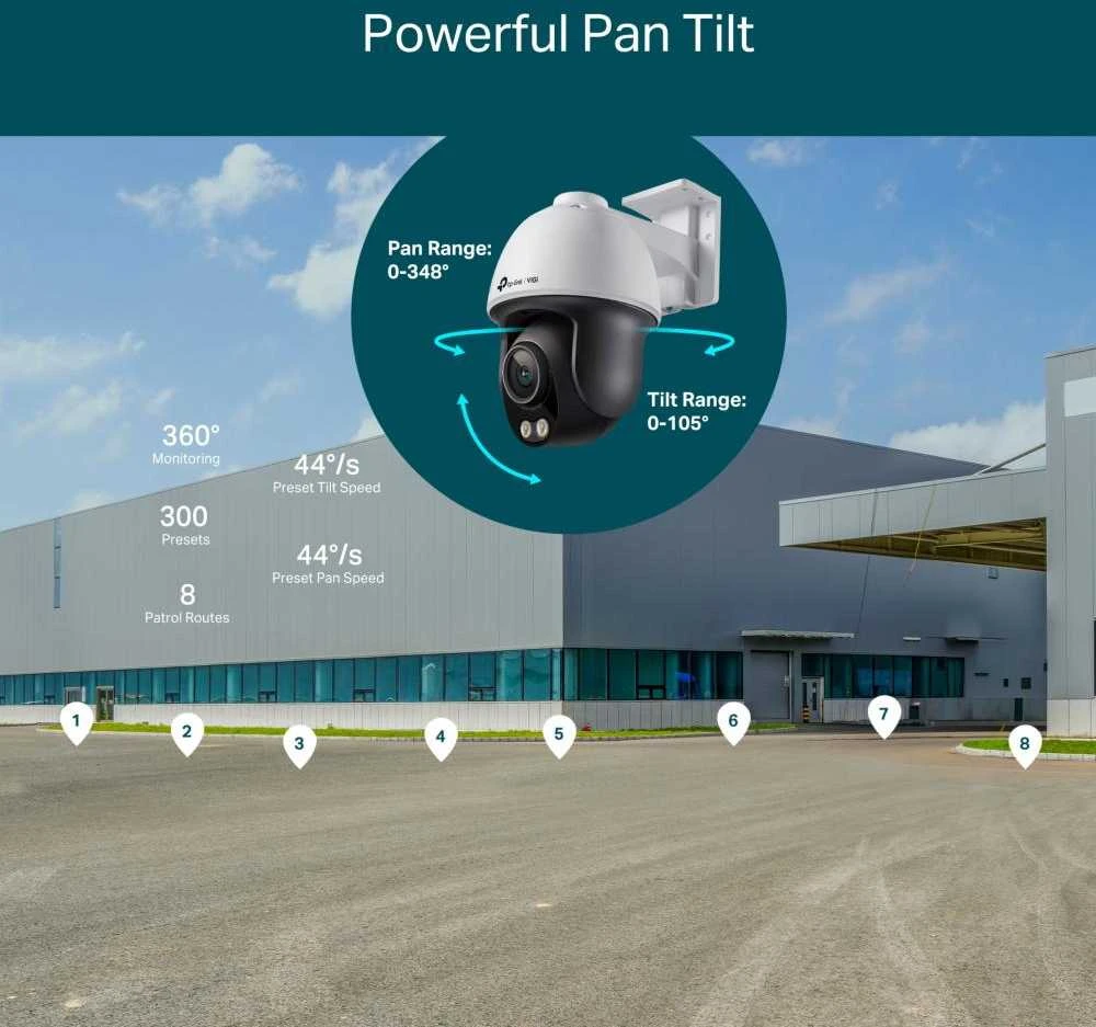 TP-LINK | Tinklo kamera | VIGI 4MP Outdoor ColorPro Night Vision Pan Tilt | Fiksuoto židinio objektyvas | Maitinimas per Ethernet (PoE)