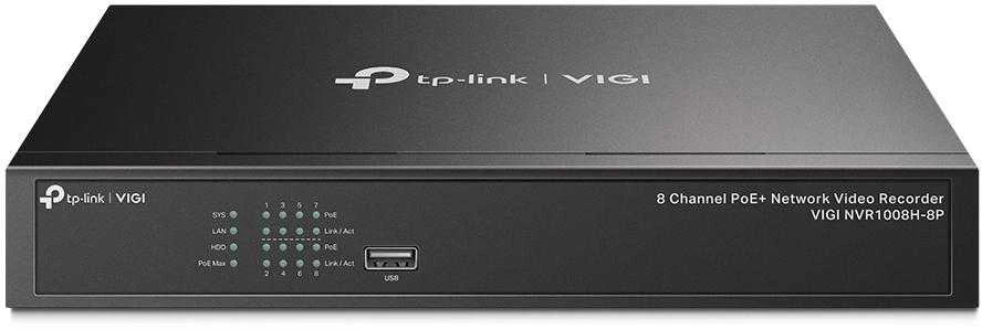 TP-LINK | VIGI 8 kanalų PoE+ tinklo vaizdo įrašymo įrenginys | VIGI NVR1008H-8P | 1 | 8 kanalas