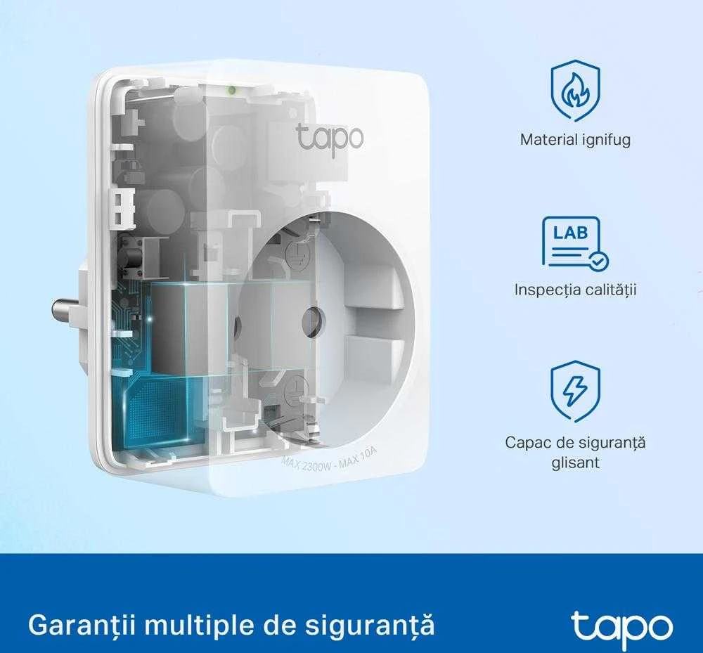TP-Link išmanusis kištukas Tapo P100M Wi-Fi, energijos stebėjimas, Baltas EU