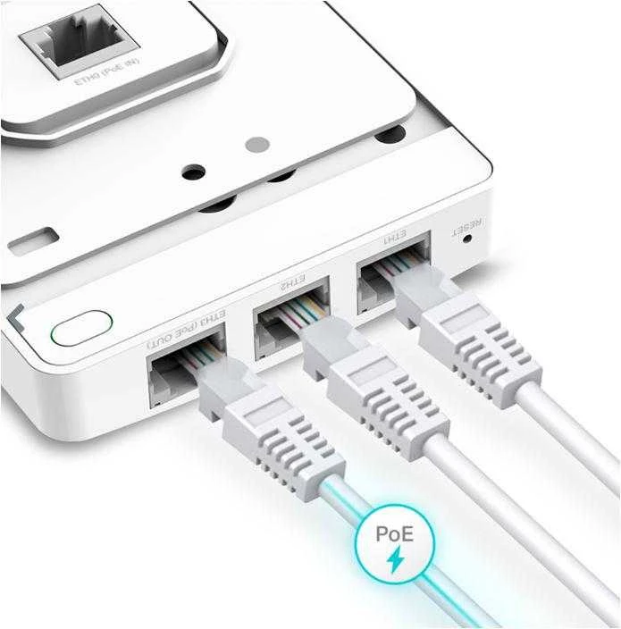 TP-LINK | „AX1800 Wall-Plate“ dviejų juostų „Wi-Fi 6“ prieigos taškas | EAP615-Siena | 802.11ax | 10/100/1000 Mbit/s | Ethernet LAN (RJ-45) jungtys 4 | MU-MiMO Taip | PoE išėjimas