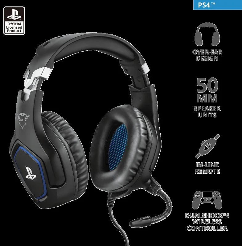 Žaidimų ausinės Trust GXT 488 Forze PS4 Gaming Headset PlayStation official licensed product, Juodos, 23530