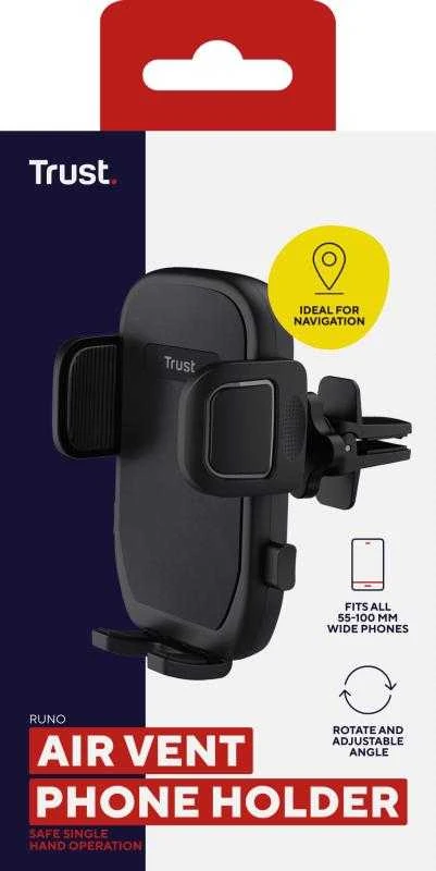 „Trust Runo“ – automobilinis telefono laikiklis su laikikliu oro išleidimo angoje (juodas)