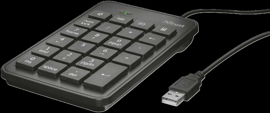 Klaviatūra Trust 22221 numeric keypad Nešiojamas kompiuteris/PC USB Juodas