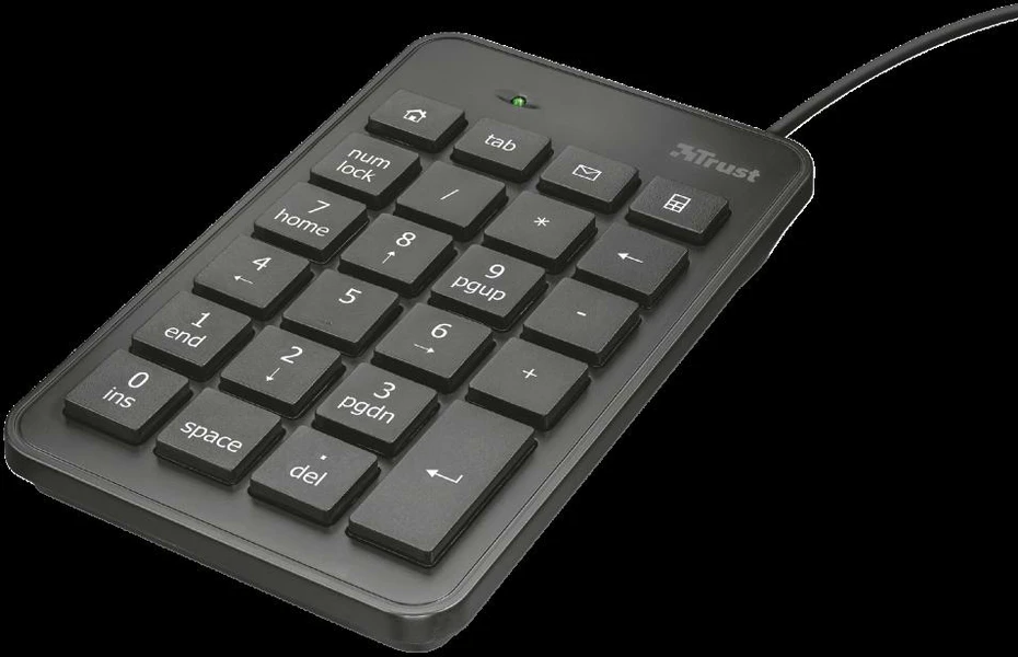 Klaviatūra Trust 22221 numeric keypad Nešiojamas kompiuteris/PC USB Juodas
