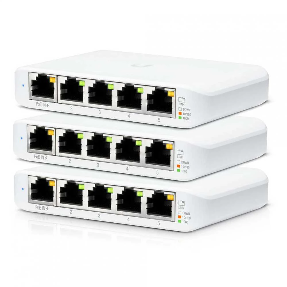 Šakotuvas UBIQUITI USW-Flex-Mini-3 jungiklis UniFi 5x RJ45 1000Mb/s 1x PoE 3 pakuotėse