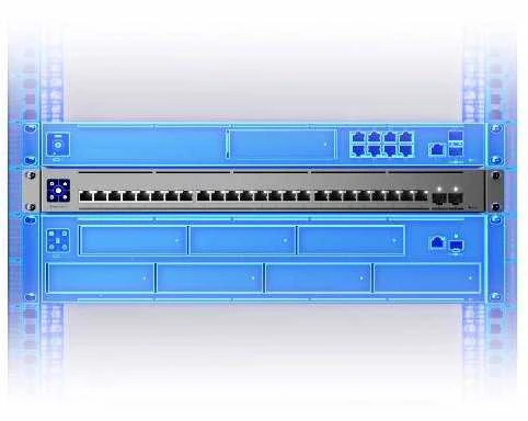 Ubiquiti | Unifi komutatorius | USW-EnterpriseXG-24 | Valdomas L3 | Montuojamas į lentyną | Gigabito Ethernet (varinis) jungčių kiekis: 24 | SFP+ jungčių kiekis: 2x 25G SFP | Maitinimo šaltinio tipas: vidinis