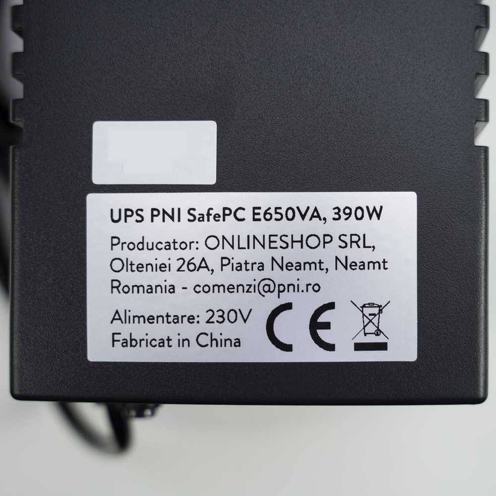PNI PNPC SafePC E650VA UPS, galia 390W, 1.8A, 2 x 230V išvestis, LCD ekranas