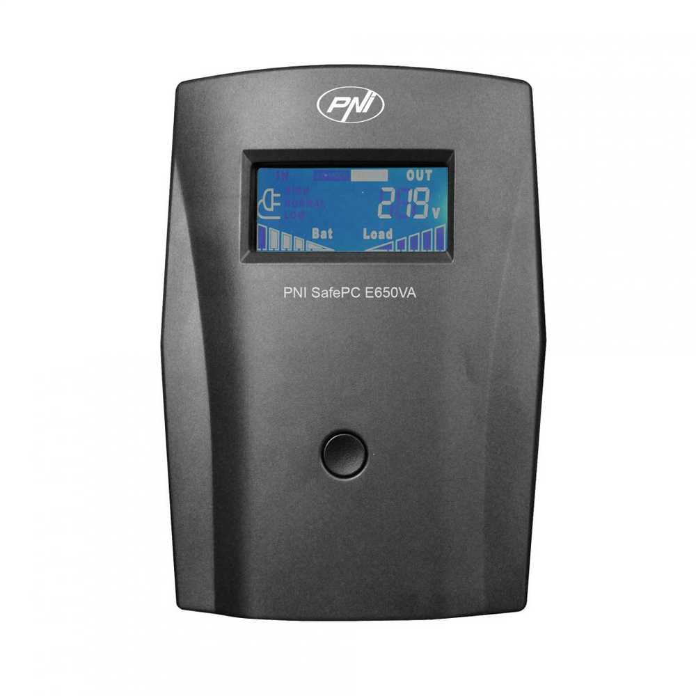 PNI PNPC SafePC E650VA UPS, galia 390W, 1.8A, 2 x 230V išvestis, LCD ekranas