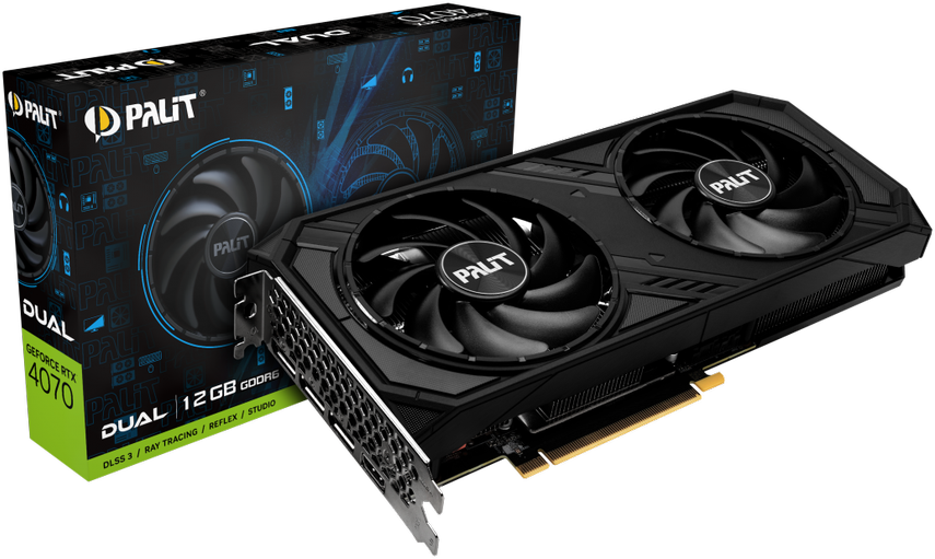 „Palit GeForce RTX 4070 Dual“ 12 GB GDDR6 vaizdo plokštė (NE64070019K9-1048D)