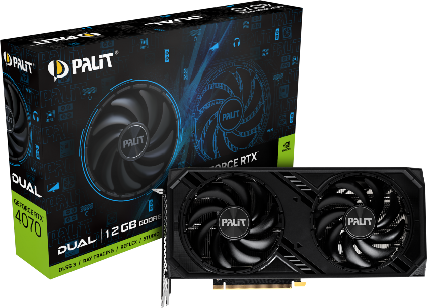 „Palit GeForce RTX 4070 Dual“ 12 GB GDDR6 vaizdo plokštė (NE64070019K9-1048D)