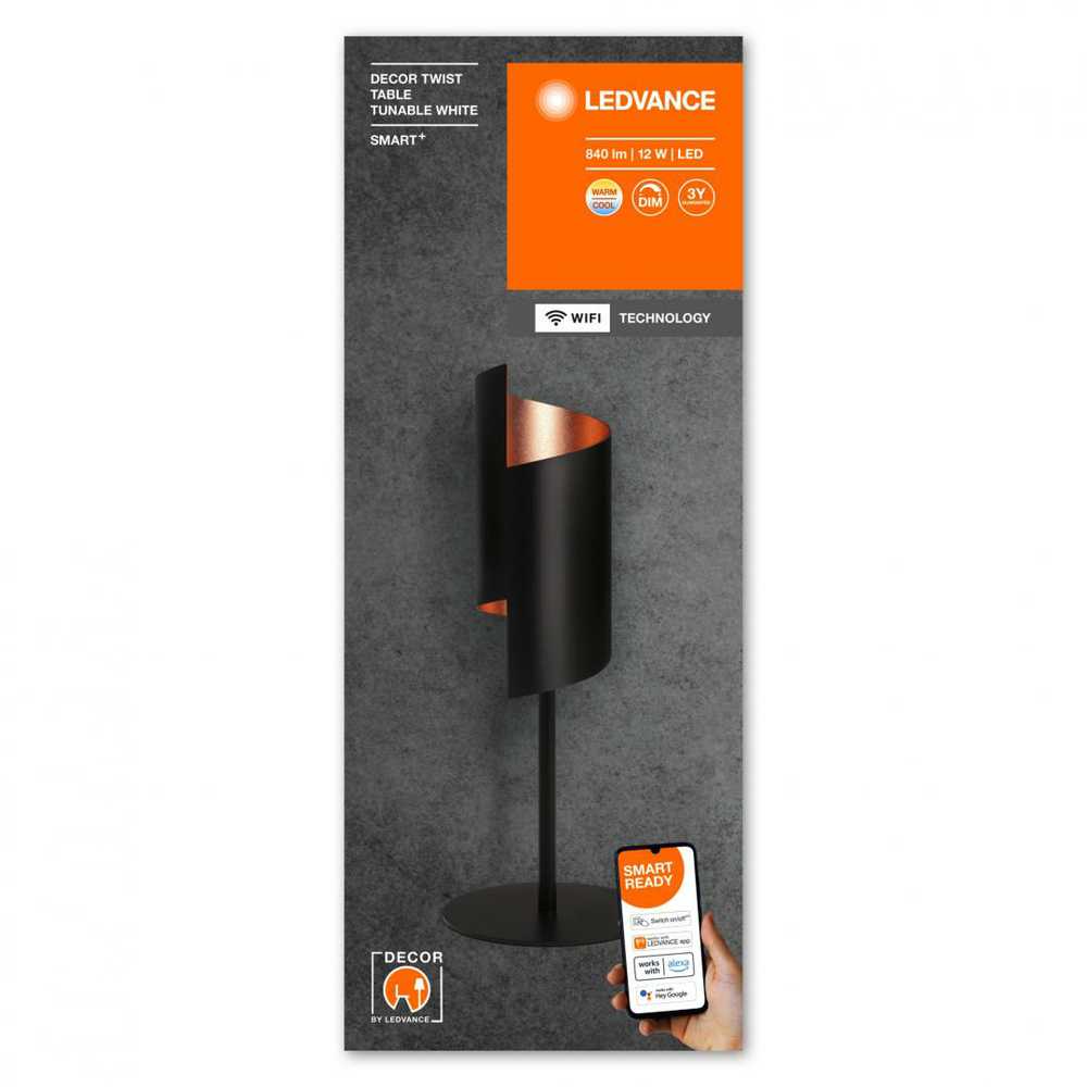 Ledvance 12W LED stalo šviestuvas SMART+, juodas, 3000–6500K, dimeriuojamas