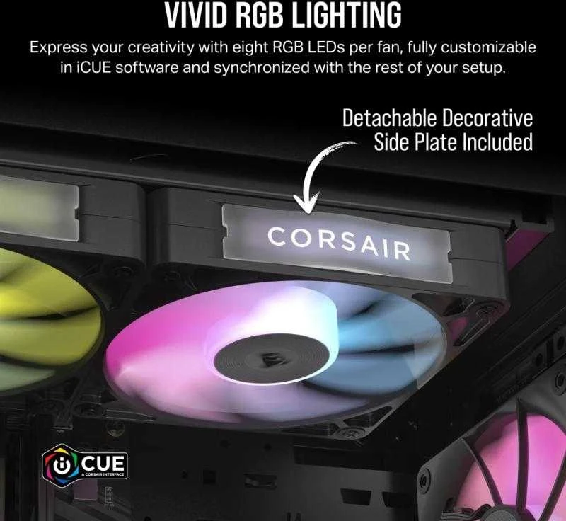 Corsair iCUE LINK RX140 RGB Series, PWM korpuso ventiliatorius 2er Pack – 140mm, juodos spalvos
