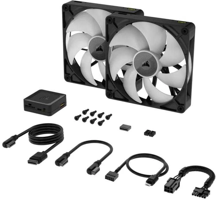Corsair iCUE LINK RX140 RGB Series, PWM korpuso ventiliatorius 2er Pack – 140mm, juodos spalvos