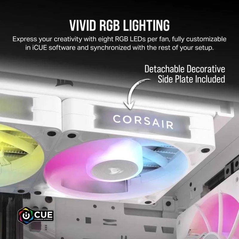 Corsair iCUE LINK RX140 RGB Series, PWM korpuso ventiliatorius 2er Pack – 140mm, baltos spalvos
