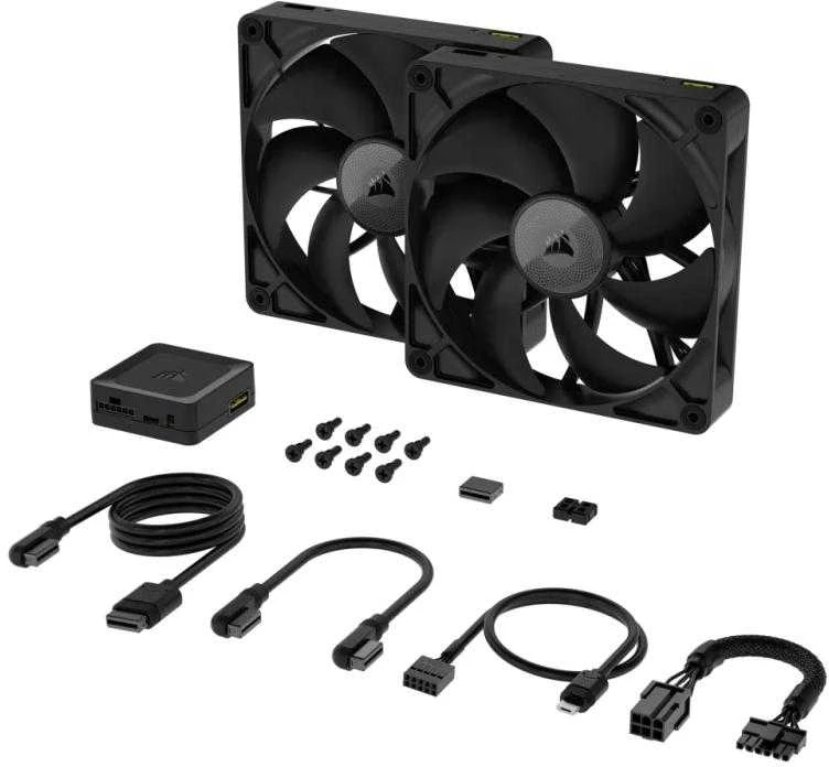 Corsair iCUE LINK RX140 Series, PWM korpuso ventiliatorius 2er Pack – 140mm, juodos spalvos