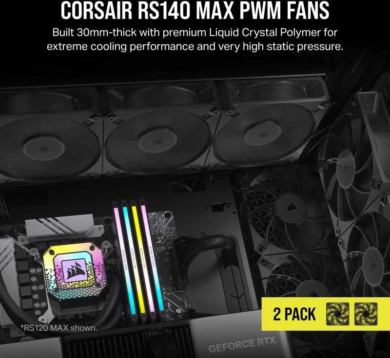 Corsair RS120 MAX 140 mm PWM Dual Juodas CO-9050175-WW