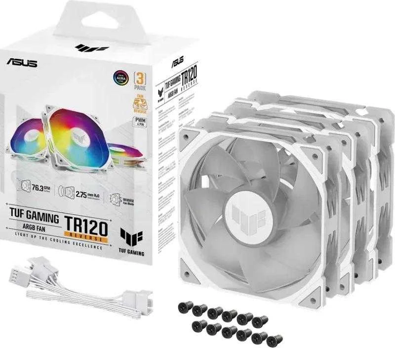 ASUS TUF GAMING TR120 ARGB REVERSE 1-pack Baltas Kompiuterio dėklas Oro vėsintuvas 12 cm