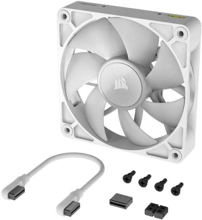 „Corsair iCUE LINK RX120 RGB“ serijos PWM ventiliatorius, 120 mm, baltas