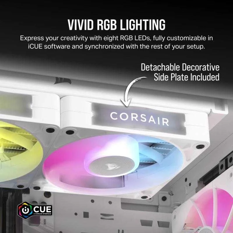 Corsair iCUE LINK RX140 RGB Series, PWM korpuso ventiliatorius – 140mm, baltos spalvos