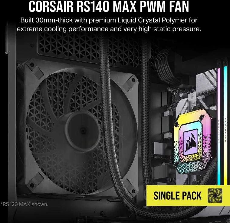 Corsair RS Series RS140 Max PWM korpuso ventiliatorius – 140mm, juodos spalvos