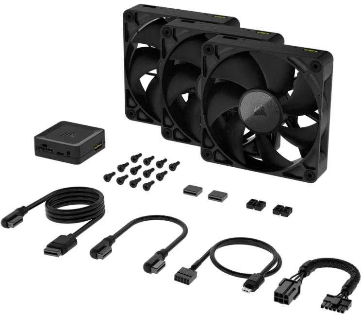 Corsair iCUE LINK RX120 Series, PWM korpuso ventiliatorius 3er Pack - 120 mm, juodos spalvos