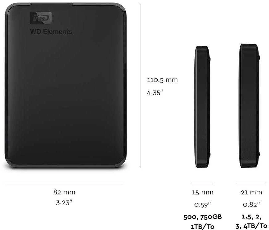 Western Digital Išorinis kietasis diskas Western Digital Elements Išorinis kietasis diskas HDD 4TB USB3 WDBU6Y0040BBK-WESN Juodas