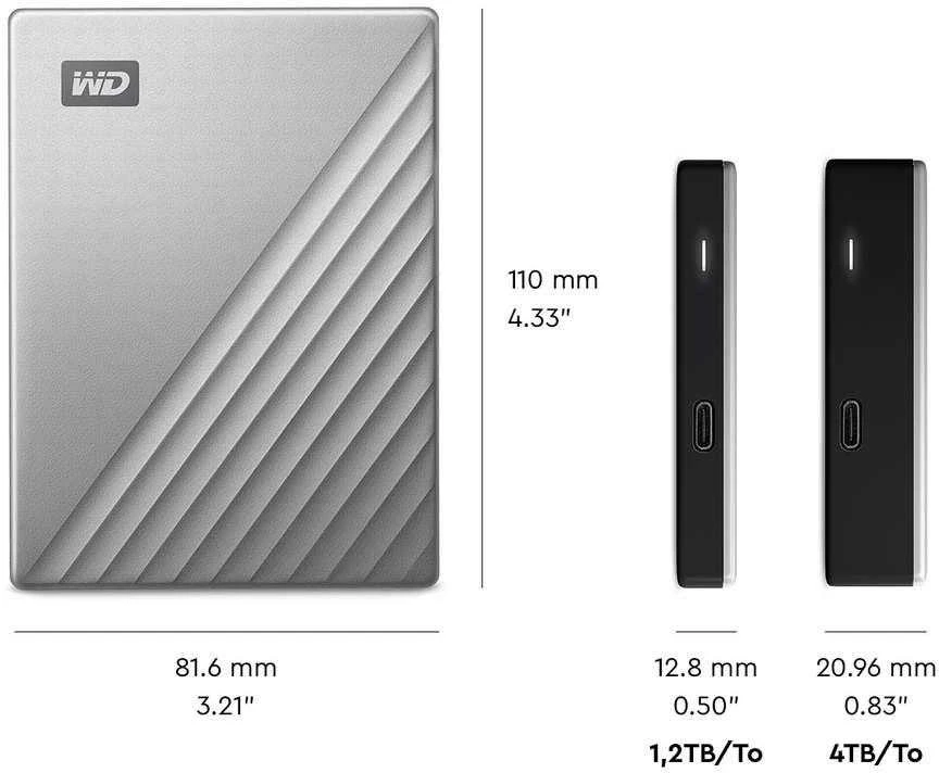 Kietasis diskas Western Digital „My Passport Ultra 2TB“ Mėlyna USB-C/USB3.0 HDD 2,5 colio metalinės apdailos RTL nešiojamas išorinis diskas