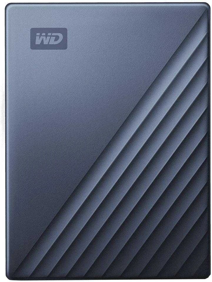 Kietasis diskas Western Digital „My Passport Ultra 5TB Mėlyna USB-C/USB3.0 HDD 2,5" metalinio apdailos nešiojamas išorinis RTL diskas