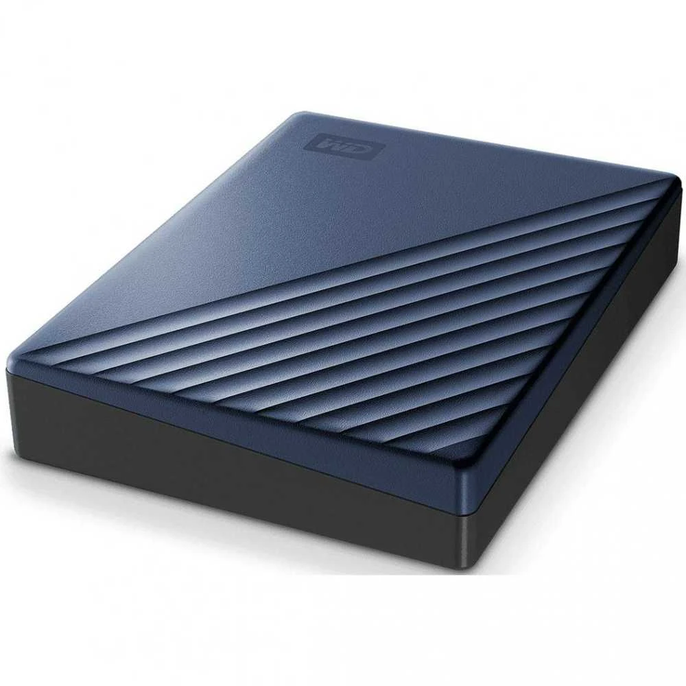 Kietasis diskas Western Digital „My Passport Ultra 5TB Mėlyna USB-C/USB3.0 HDD 2,5" metalinio apdailos nešiojamas išorinis RTL diskas