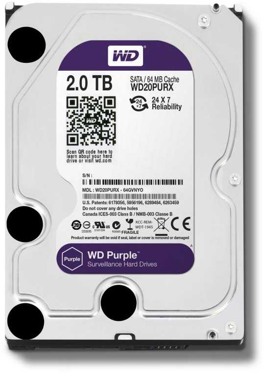 Western Digital Dysk WD Violetinė 2TB 3.5" SATA III (WD20PURX)