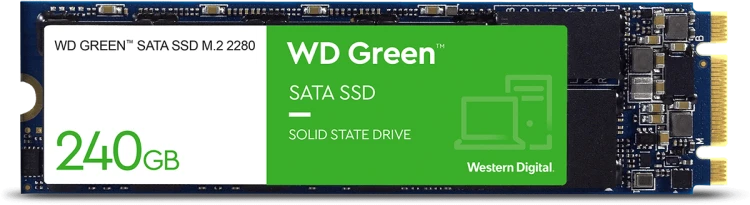 WD Žalias SATA 240GB vidinis SSD kietojo kūno diskas - SATA 6Gb/s M.2 2280 - WDS240G3G0B, maitinamas „SANDISK“