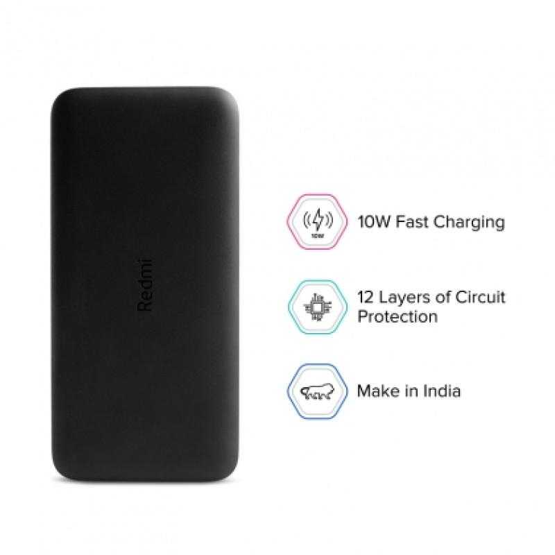Xiaomi | Redmi Power Bank | 10000 mAh | USB, USB-C | Juodas