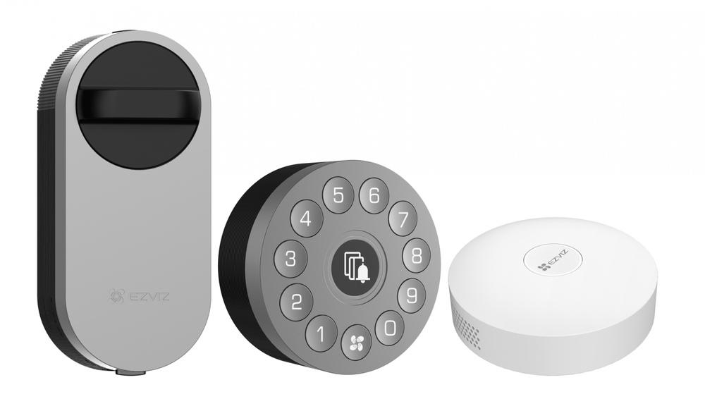 Ezviz DL01S 3in1 komplekts Viedā slēdzene iekštelpas + ārpus telpas + durvju zvans ar Gatewayy Sudraba